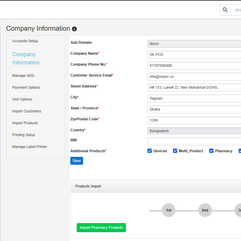 POS Software Dashboard